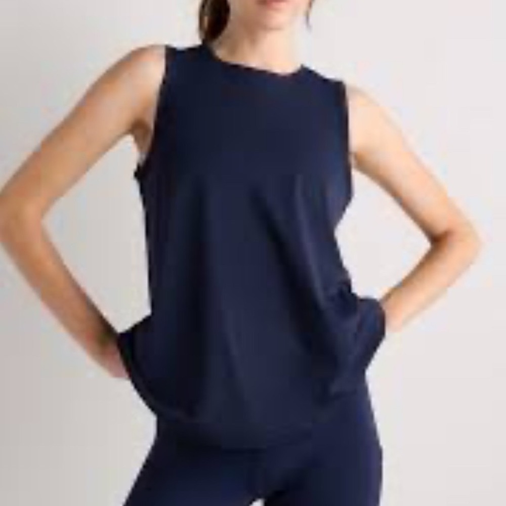 Quince Women Large Navy Blue Cotton Modal Muscle Tank Top SP/23